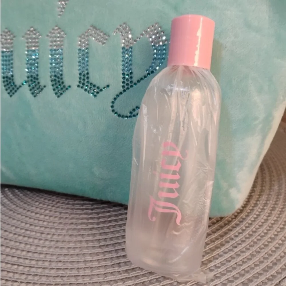 Juicy Couture Aqua Blue Velour ✈️ Travel Makeup Toiletry Cosmetics Bag NWT